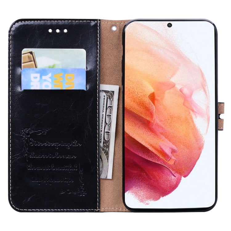 For Samsung Galaxy S21 Ultra 5G Business Style Oil Wax Texture Horizontal Flip Leather Case with Holder & Card Slots & Wallet