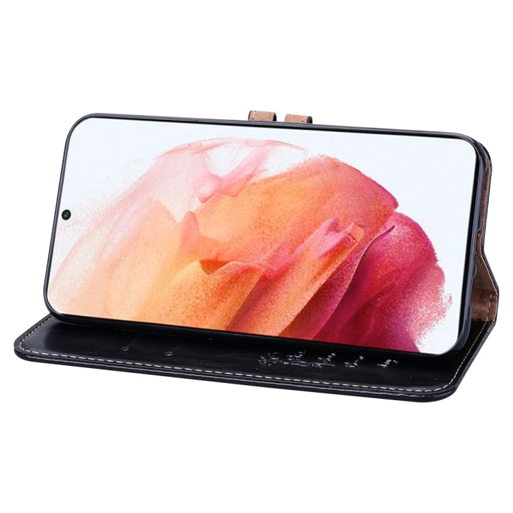 For Samsung Galaxy S21 Ultra 5G Business Style Oil Wax Texture Horizontal Flip Leather Case with Holder & Card Slots & Wallet