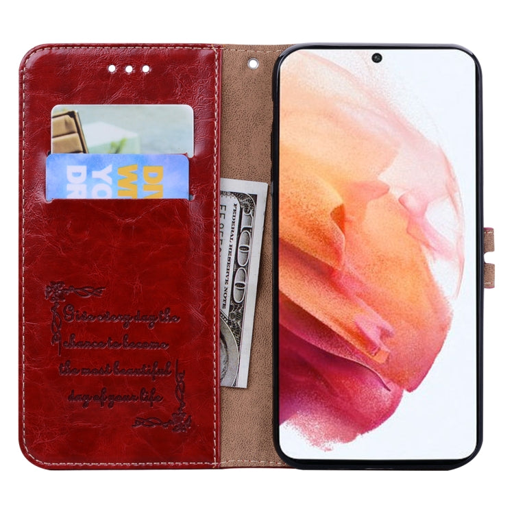 For Samsung Galaxy S21 Ultra 5G Business Style Oil Wax Texture Horizontal Flip Leather Case with Holder & Card Slots & Wallet
