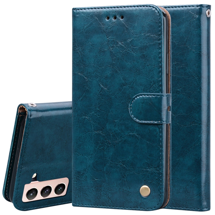 For Samsung Galaxy S21 5G Business Style Oil Wax Texture Horizontal Flip Leather Case with Holder & Card Slots & Wallet