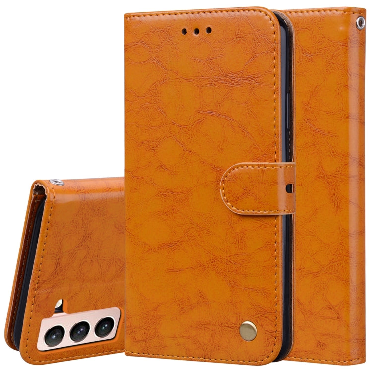 For Samsung Galaxy S21 5G Business Style Oil Wax Texture Horizontal Flip Leather Case with Holder & Card Slots & Wallet