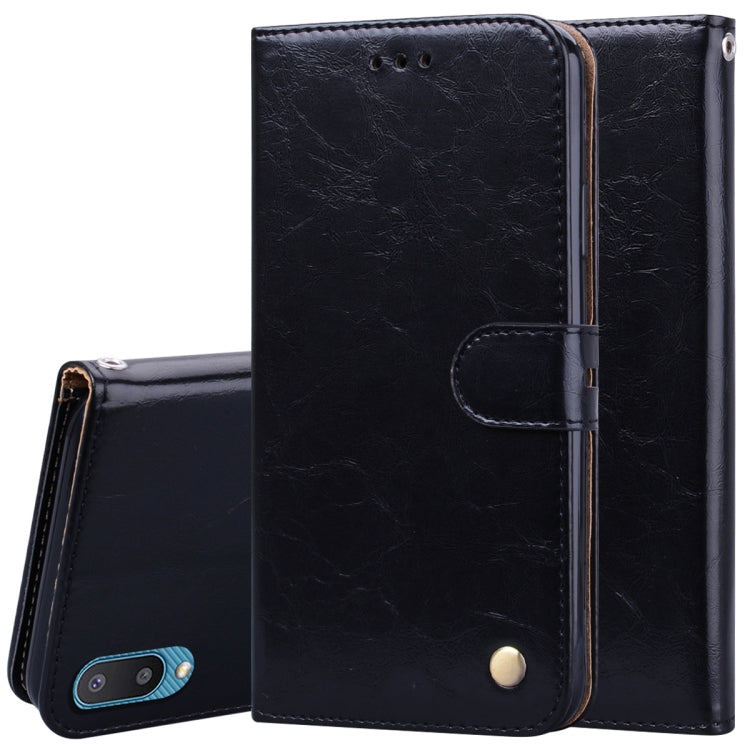 For Samsung Galaxy A02 (EU Version) Business Style Oil Wax Texture Horizontal Flip Leather Case with Holder & Card Slots & Wallet