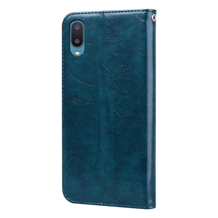 For Samsung Galaxy A02 (EU Version) Business Style Oil Wax Texture Horizontal Flip Leather Case with Holder & Card Slots & Wallet