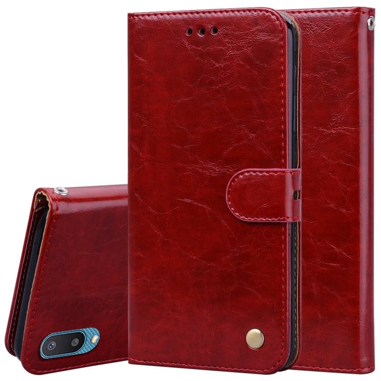 For Samsung Galaxy A02 (EU Version) Business Style Oil Wax Texture Horizontal Flip Leather Case with Holder & Card Slots & Wallet