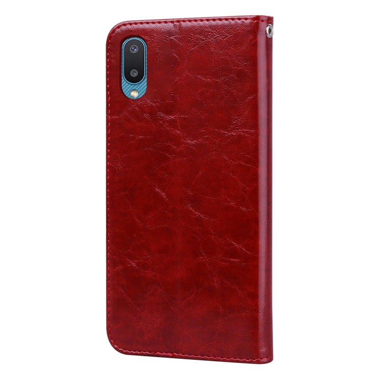 For Samsung Galaxy A02 (EU Version) Business Style Oil Wax Texture Horizontal Flip Leather Case with Holder & Card Slots & Wallet