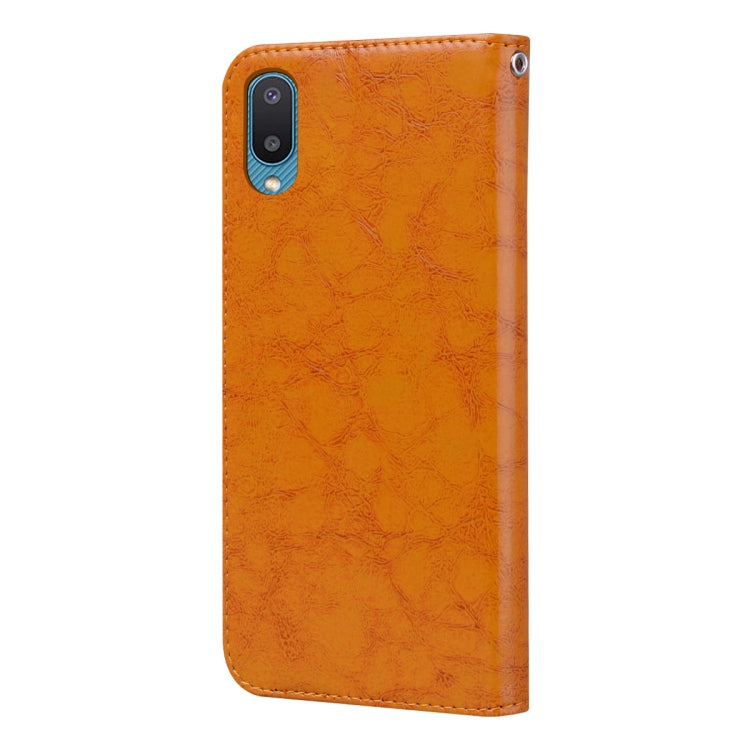 For Samsung Galaxy A02 (EU Version) Business Style Oil Wax Texture Horizontal Flip Leather Case with Holder & Card Slots & Wallet