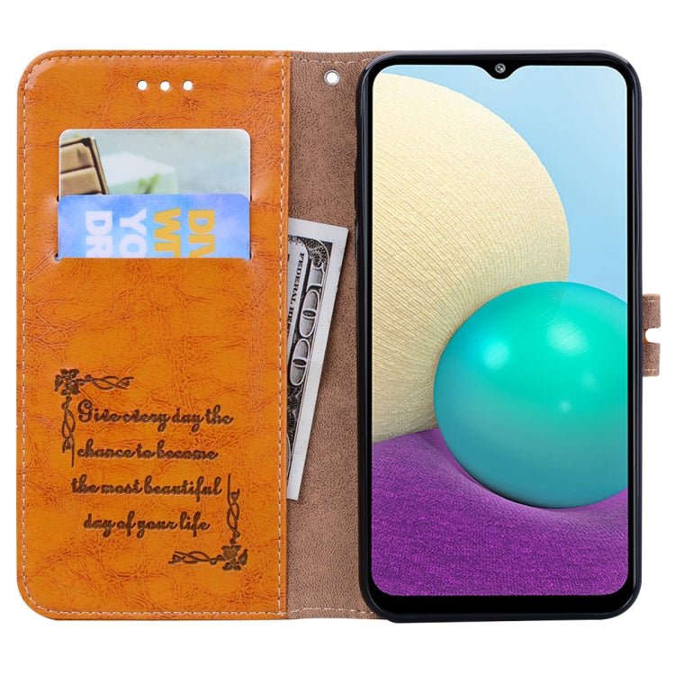 For Samsung Galaxy A02 (EU Version) Business Style Oil Wax Texture Horizontal Flip Leather Case with Holder & Card Slots & Wallet