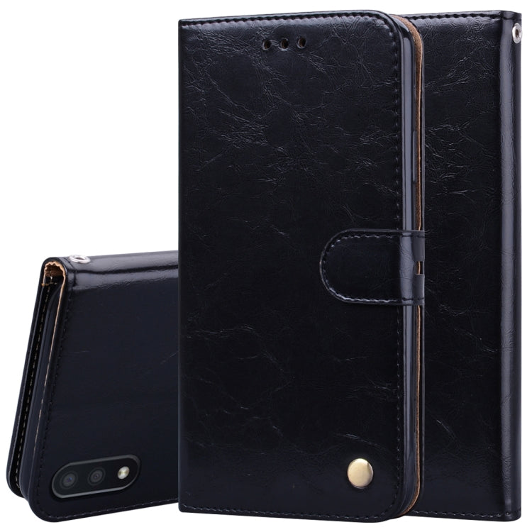 For Samsung Galaxy M01 Business Style Oil Wax Texture Horizontal Flip Leather Case with Holder & Card Slots & Wallet