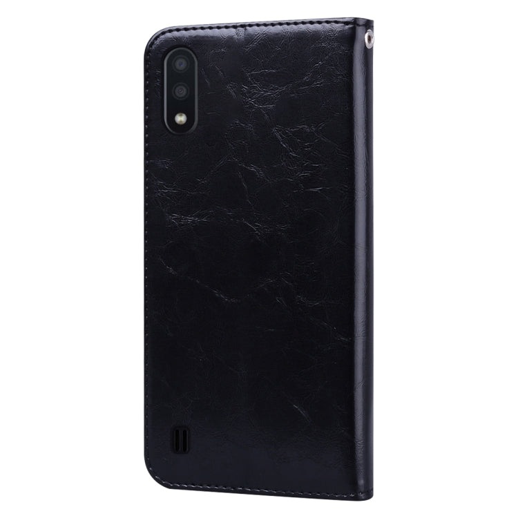 For Samsung Galaxy M01 Business Style Oil Wax Texture Horizontal Flip Leather Case with Holder & Card Slots & Wallet