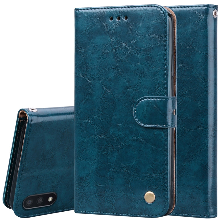 For Samsung Galaxy M01 Business Style Oil Wax Texture Horizontal Flip Leather Case with Holder & Card Slots & Wallet