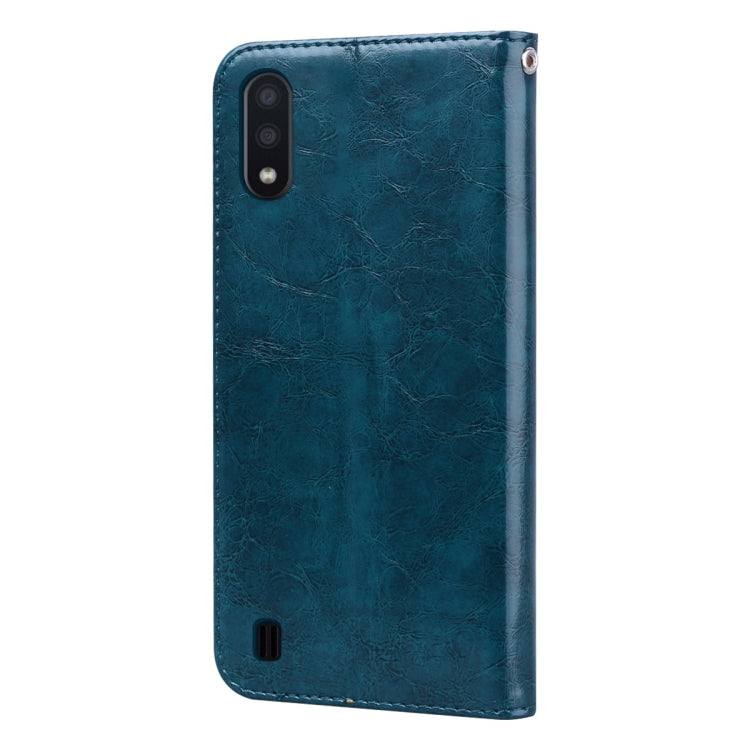 For Samsung Galaxy M01 Business Style Oil Wax Texture Horizontal Flip Leather Case with Holder & Card Slots & Wallet