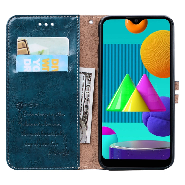 For Samsung Galaxy M01 Business Style Oil Wax Texture Horizontal Flip Leather Case with Holder & Card Slots & Wallet