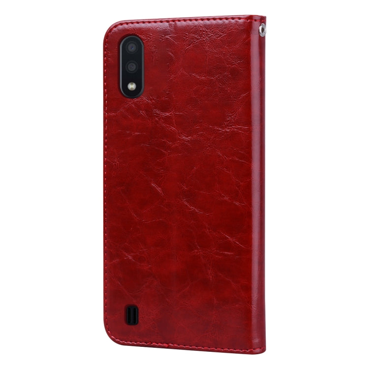 For Samsung Galaxy M01 Business Style Oil Wax Texture Horizontal Flip Leather Case with Holder & Card Slots & Wallet