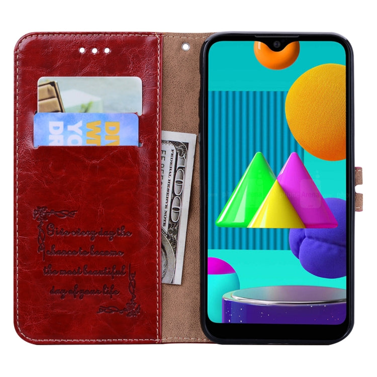 For Samsung Galaxy M01 Business Style Oil Wax Texture Horizontal Flip Leather Case with Holder & Card Slots & Wallet