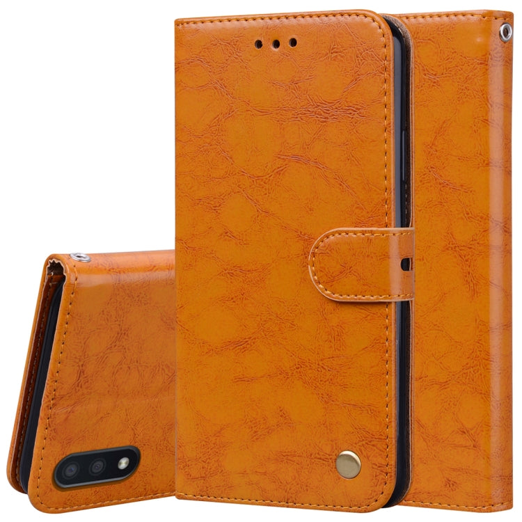 For Samsung Galaxy M01 Business Style Oil Wax Texture Horizontal Flip Leather Case with Holder & Card Slots & Wallet