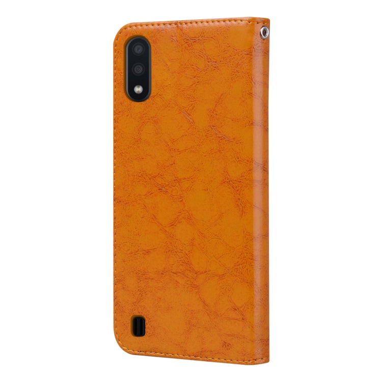 For Samsung Galaxy M01 Business Style Oil Wax Texture Horizontal Flip Leather Case with Holder & Card Slots & Wallet