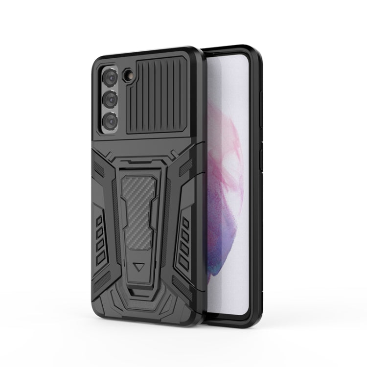 For Samsung Galaxy S21 5G War Chariot Series Armor All-inclusive Shockproof PC + TPU Protective Case with Invisible Holder