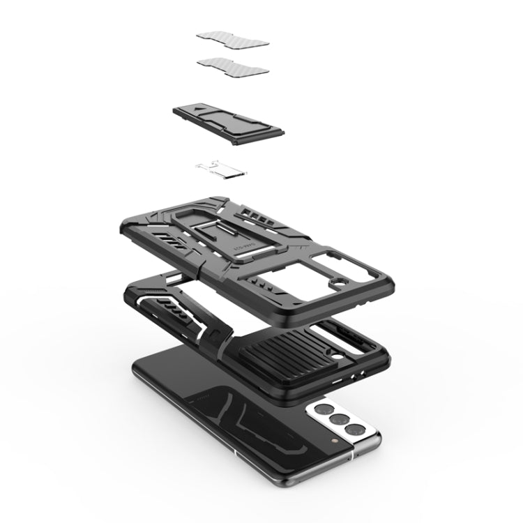 For Samsung Galaxy S21 5G War Chariot Series Armor All-inclusive Shockproof PC + TPU Protective Case with Invisible Holder