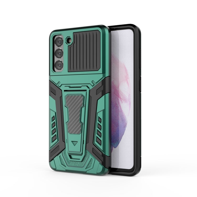 For Samsung Galaxy S21 5G War Chariot Series Armor All-inclusive Shockproof PC + TPU Protective Case with Invisible Holder
