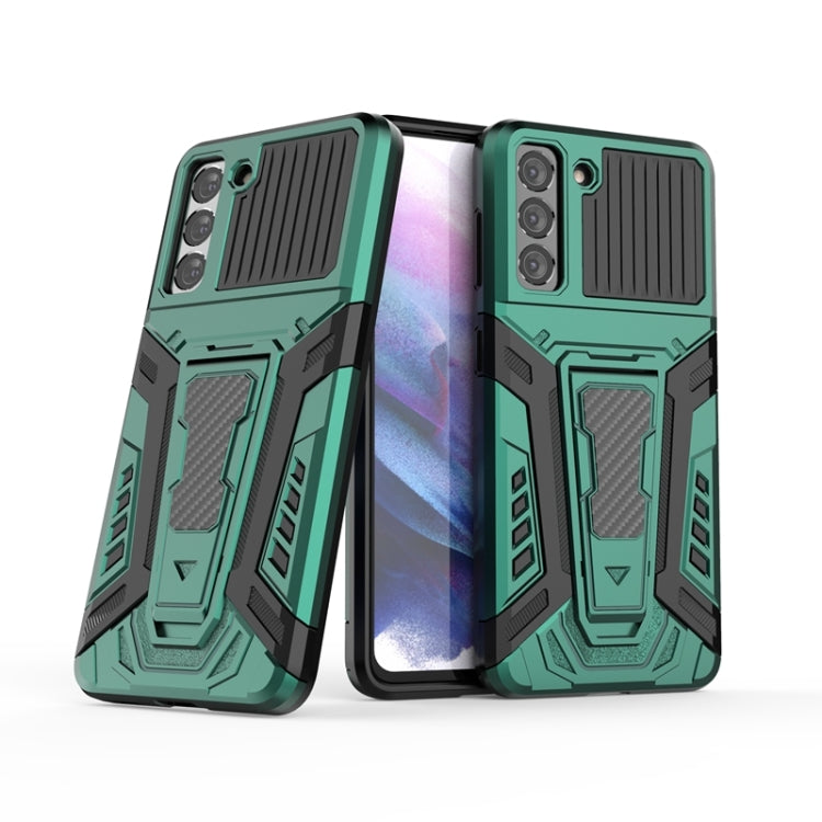 For Samsung Galaxy S21 5G War Chariot Series Armor All-inclusive Shockproof PC + TPU Protective Case with Invisible Holder