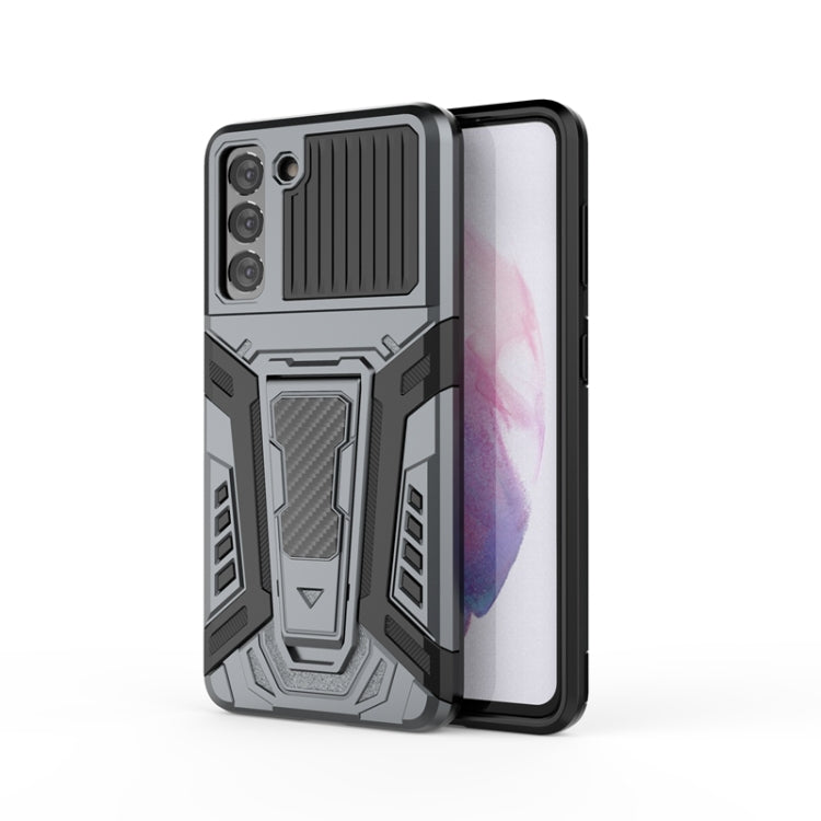 For Samsung Galaxy S21 5G War Chariot Series Armor All-inclusive Shockproof PC + TPU Protective Case with Invisible Holder