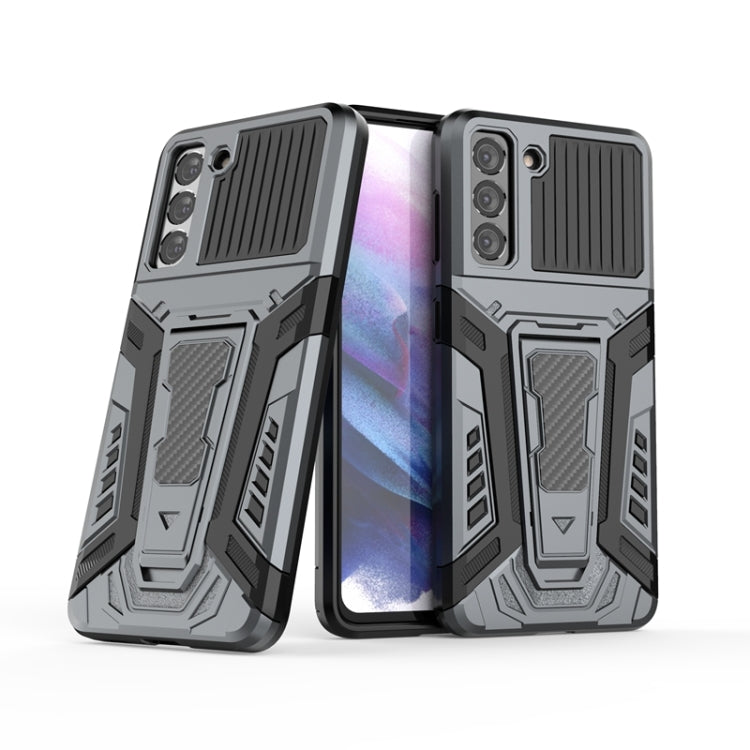 For Samsung Galaxy S21 5G War Chariot Series Armor All-inclusive Shockproof PC + TPU Protective Case with Invisible Holder