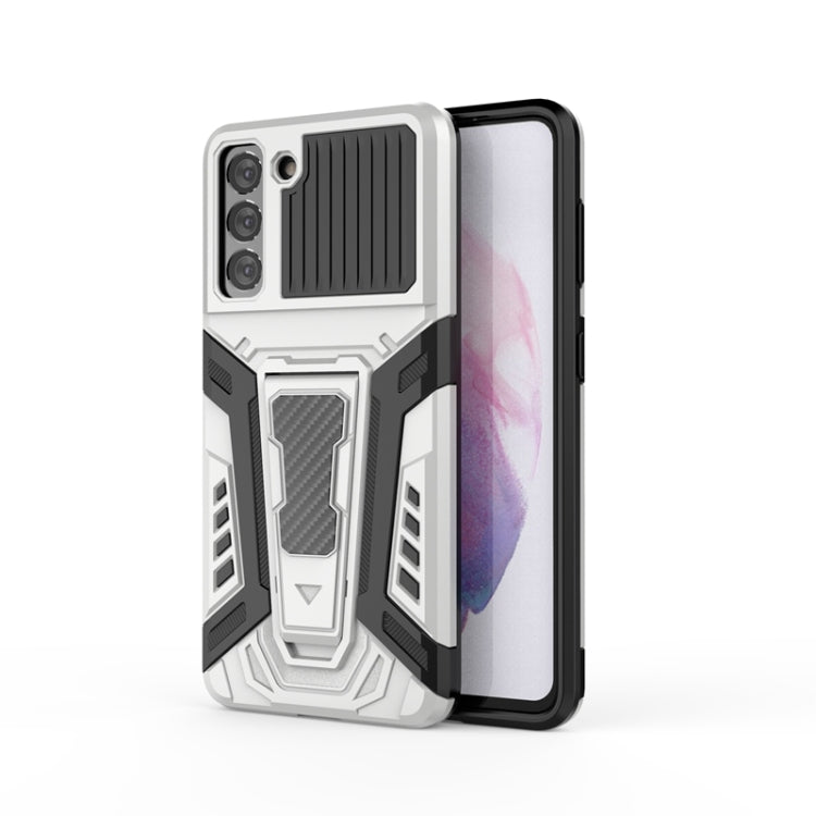For Samsung Galaxy S21 5G War Chariot Series Armor All-inclusive Shockproof PC + TPU Protective Case with Invisible Holder