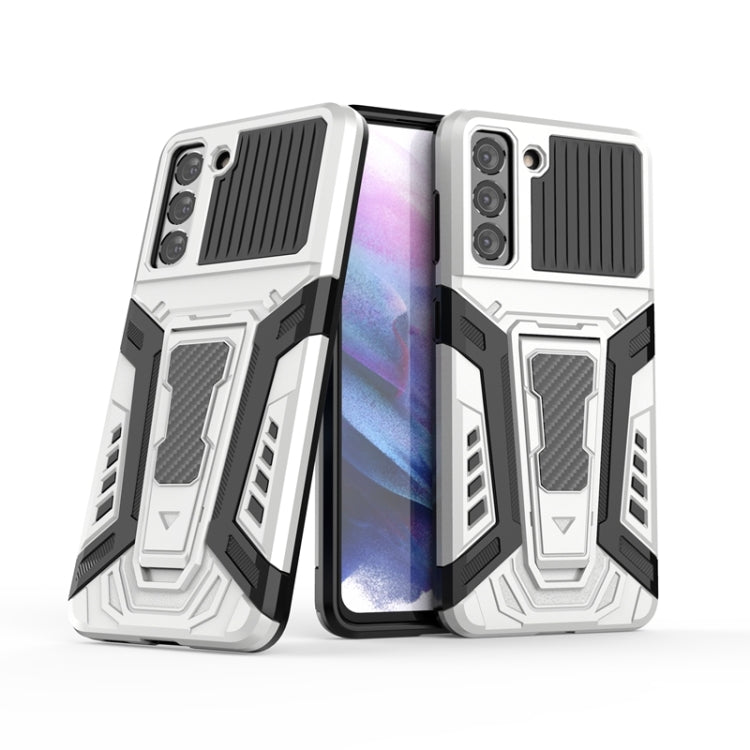For Samsung Galaxy S21 5G War Chariot Series Armor All-inclusive Shockproof PC + TPU Protective Case with Invisible Holder