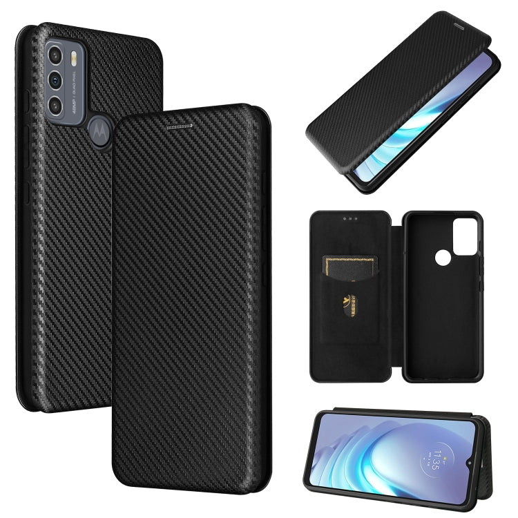 For Motorola Moto G50 Carbon Fiber Texture Horizontal Flip TPU + PC + PU Leather Case with Card Slot