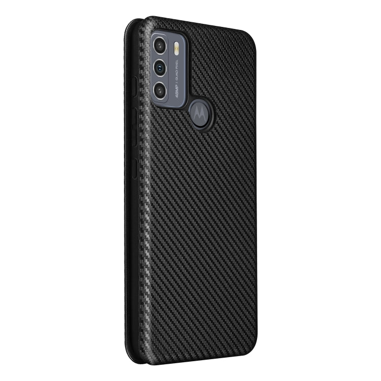For Motorola Moto G50 Carbon Fiber Texture Horizontal Flip TPU + PC + PU Leather Case with Card Slot