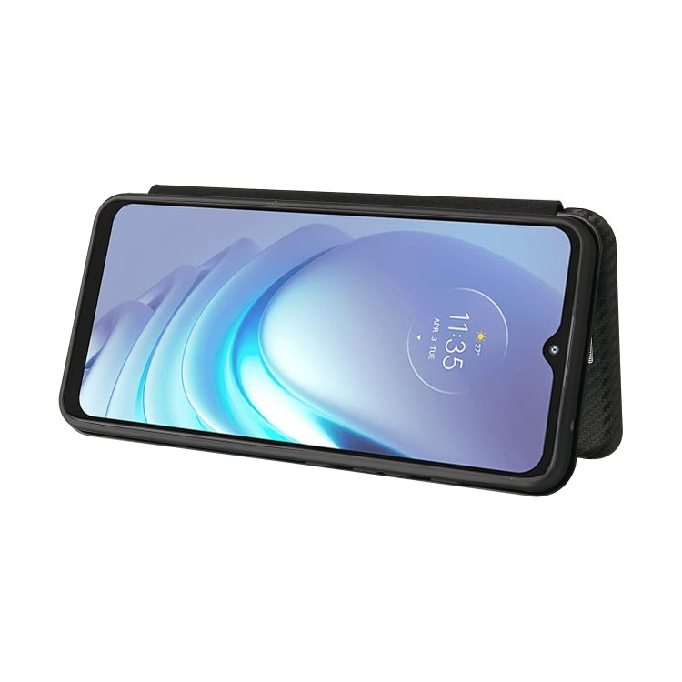 For Motorola Moto G50 Carbon Fiber Texture Horizontal Flip TPU + PC + PU Leather Case with Card Slot