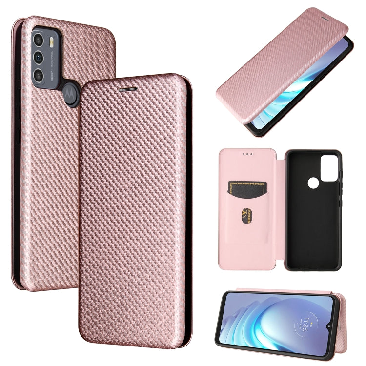 For Motorola Moto G50 Carbon Fiber Texture Horizontal Flip TPU + PC + PU Leather Case with Card Slot