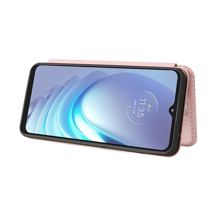 For Motorola Moto G50 Carbon Fiber Texture Horizontal Flip TPU + PC + PU Leather Case with Card Slot