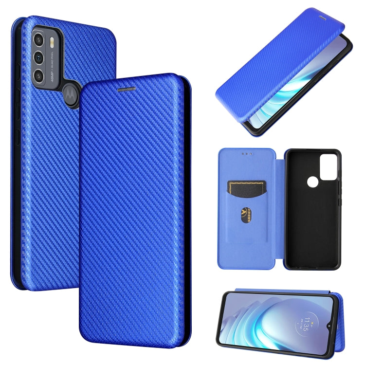 For Motorola Moto G50 Carbon Fiber Texture Horizontal Flip TPU + PC + PU Leather Case with Card Slot