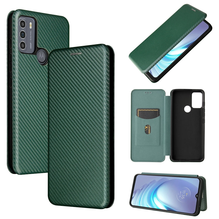 For Motorola Moto G50 Carbon Fiber Texture Horizontal Flip TPU + PC + PU Leather Case with Card Slot