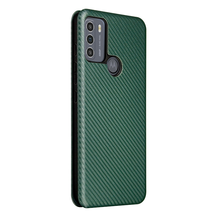 For Motorola Moto G50 Carbon Fiber Texture Horizontal Flip TPU + PC + PU Leather Case with Card Slot