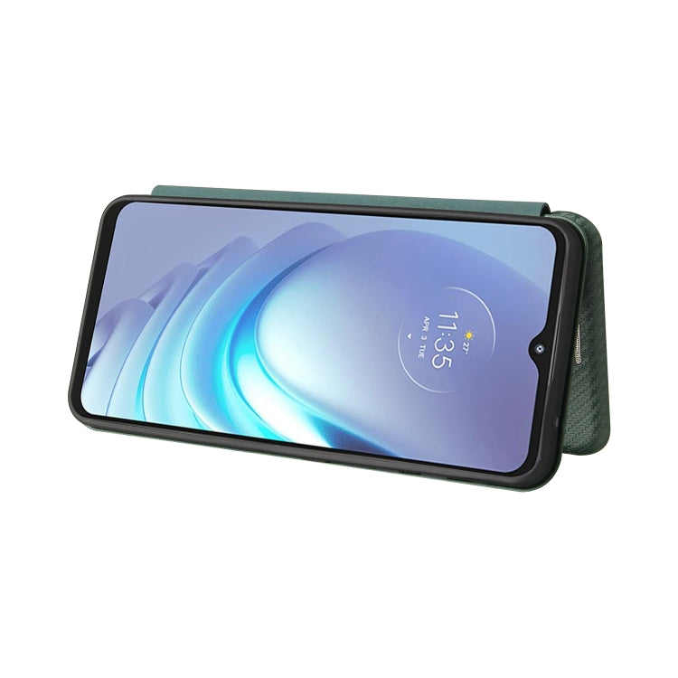 For Motorola Moto G50 Carbon Fiber Texture Horizontal Flip TPU + PC + PU Leather Case with Card Slot