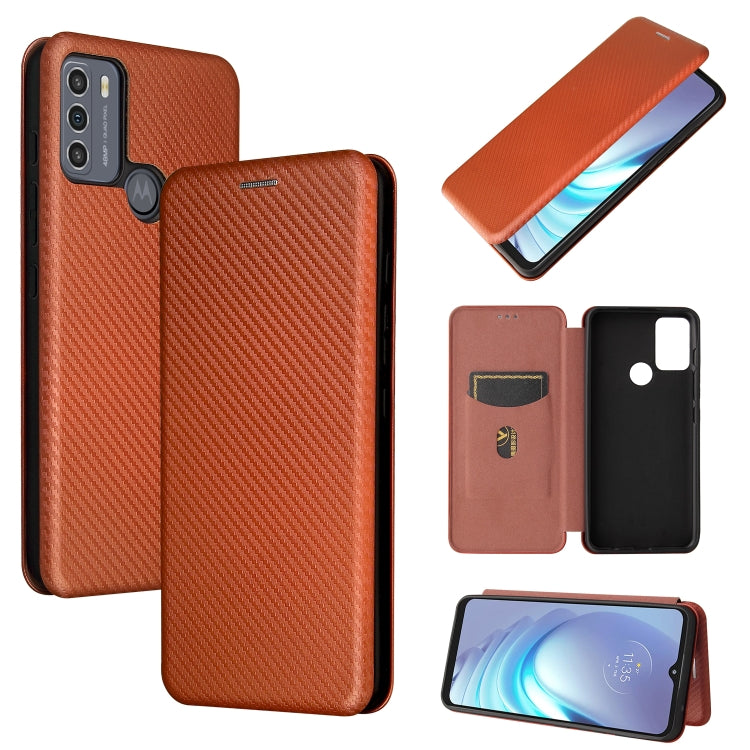 For Motorola Moto G50 Carbon Fiber Texture Horizontal Flip TPU + PC + PU Leather Case with Card Slot