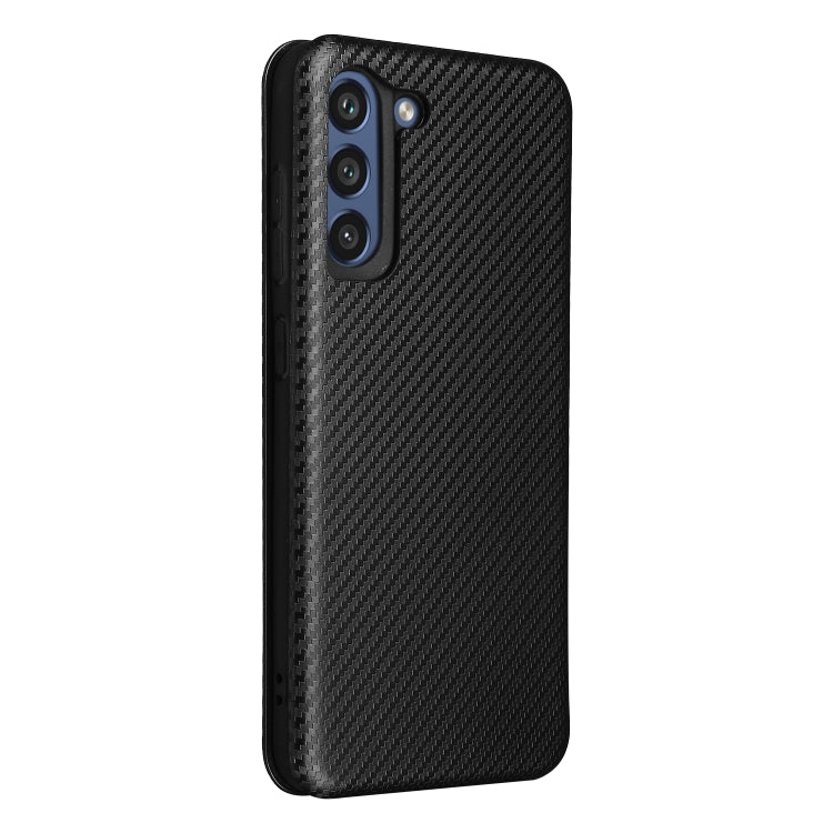 For Samsung Galaxy S21 FE Carbon Fiber Texture Horizontal Flip TPU + PC + PU Leather Case with Card Slot