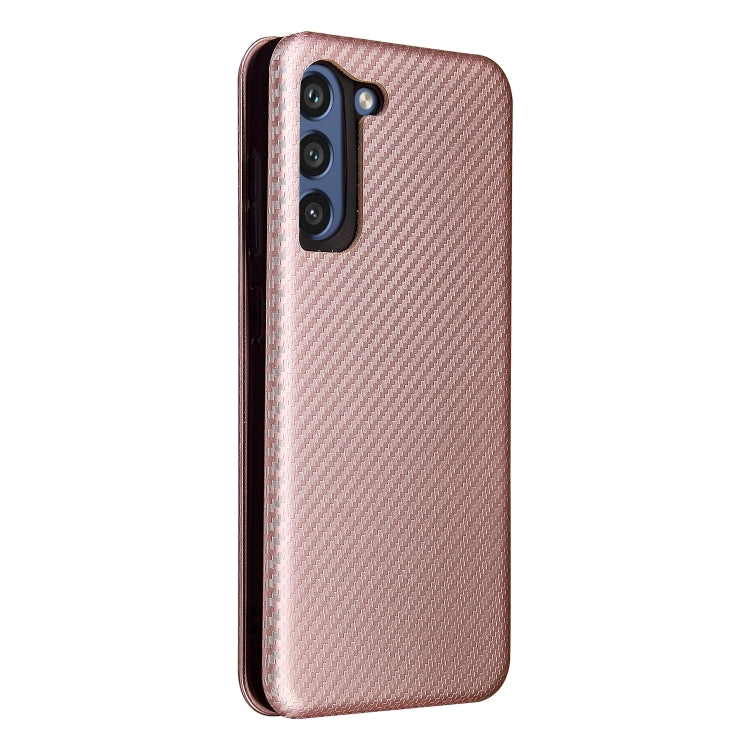 For Samsung Galaxy S21 FE Carbon Fiber Texture Horizontal Flip TPU + PC + PU Leather Case with Card Slot