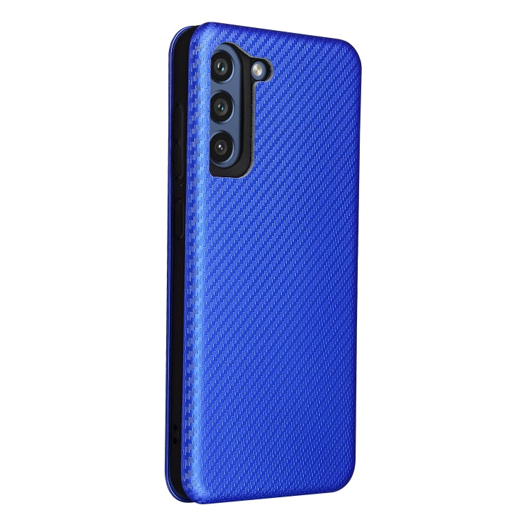 For Samsung Galaxy S21 FE Carbon Fiber Texture Horizontal Flip TPU + PC + PU Leather Case with Card Slot