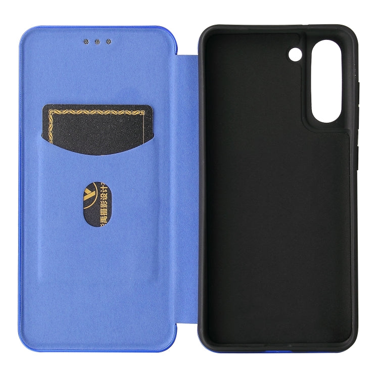 For Samsung Galaxy S21 FE Carbon Fiber Texture Horizontal Flip TPU + PC + PU Leather Case with Card Slot