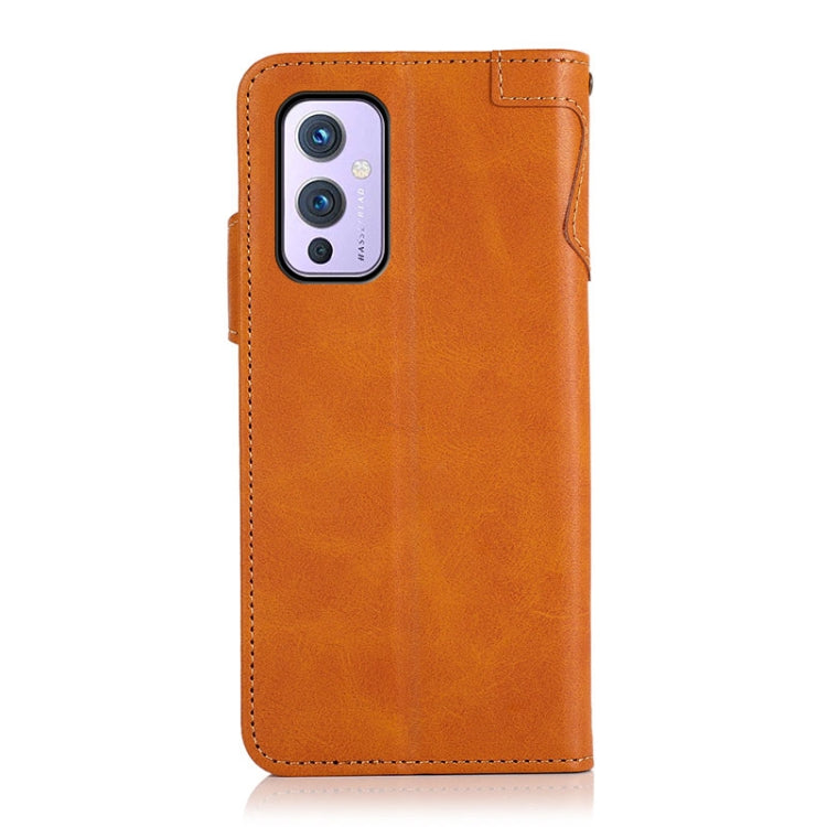 For OnePlus 9 KHAZNEH Dual-Splicing Cowhide Texture Horizontal Flip Leather Case with Holder & Card Slots & Wallet & Photo Frame & Lanyard