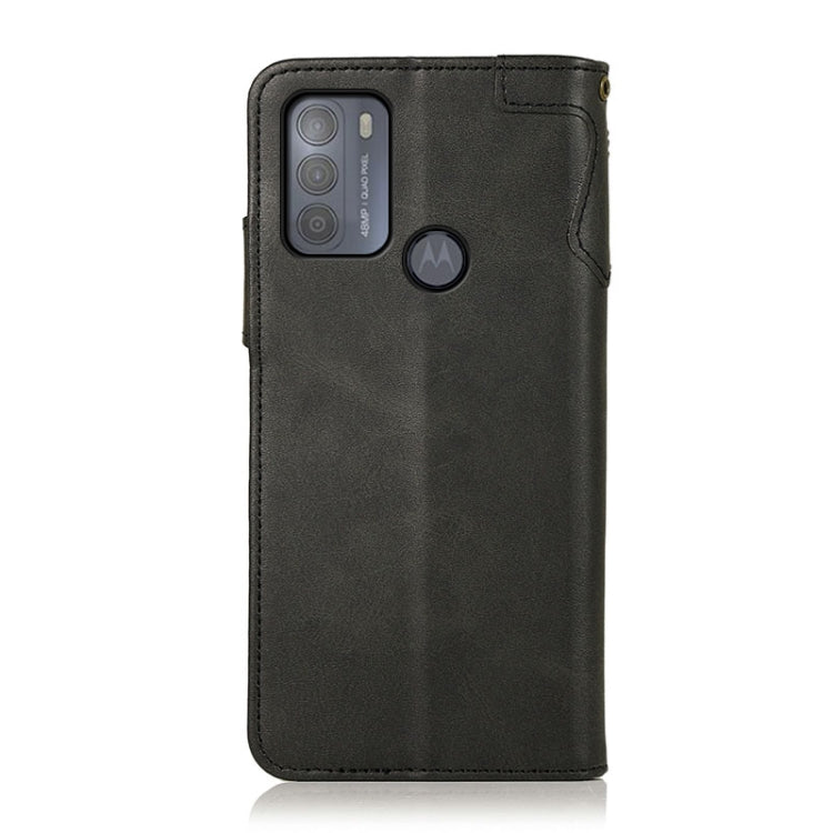 For Motorola Moto G50 KHAZNEH Dual-Splicing Cowhide Texture Horizontal Flip Leather Case with Holder & Card Slots & Wallet & Lanyard
