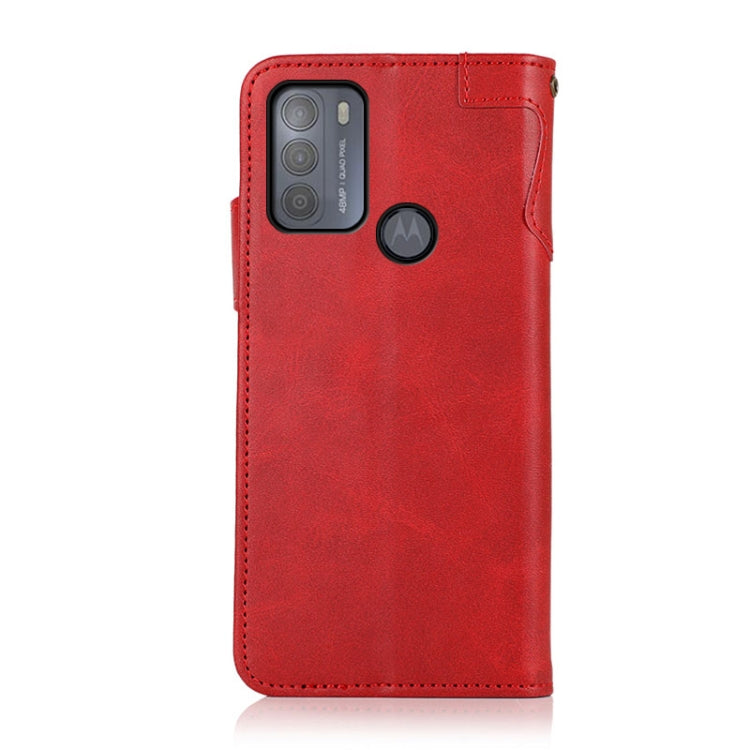 For Motorola Moto G50 KHAZNEH Dual-Splicing Cowhide Texture Horizontal Flip Leather Case with Holder & Card Slots & Wallet & Lanyard