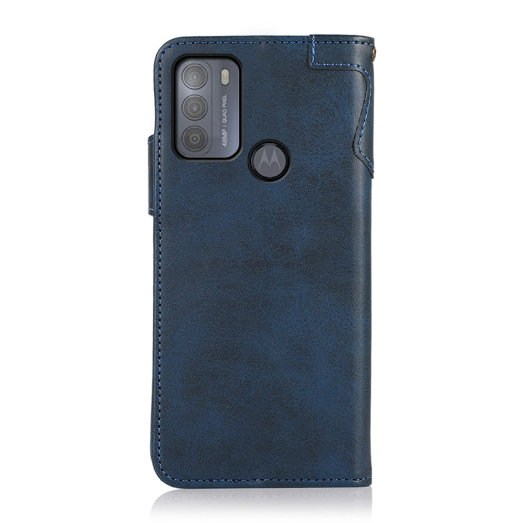 For Motorola Moto G50 KHAZNEH Dual-Splicing Cowhide Texture Horizontal Flip Leather Case with Holder & Card Slots & Wallet & Lanyard