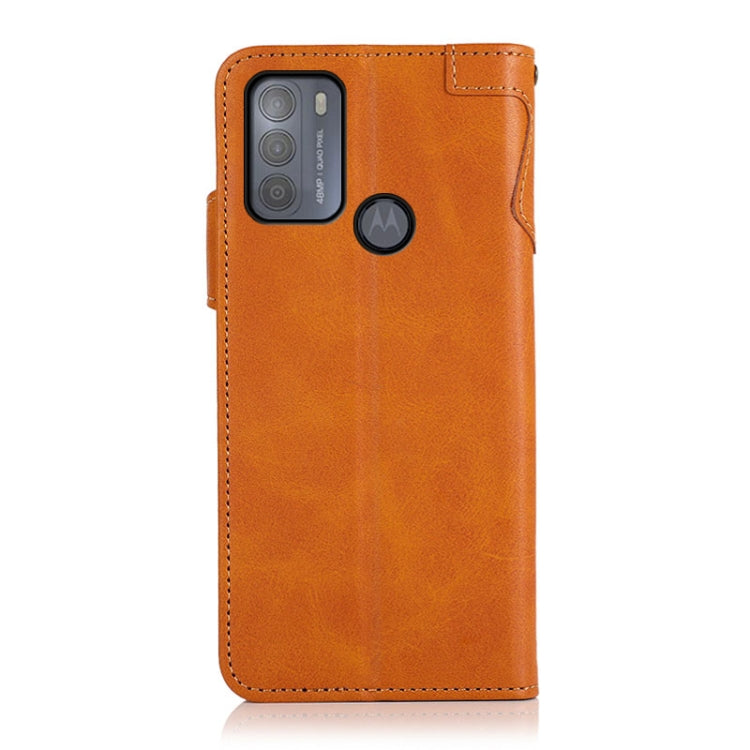 For Motorola Moto G50 KHAZNEH Dual-Splicing Cowhide Texture Horizontal Flip Leather Case with Holder & Card Slots & Wallet & Lanyard