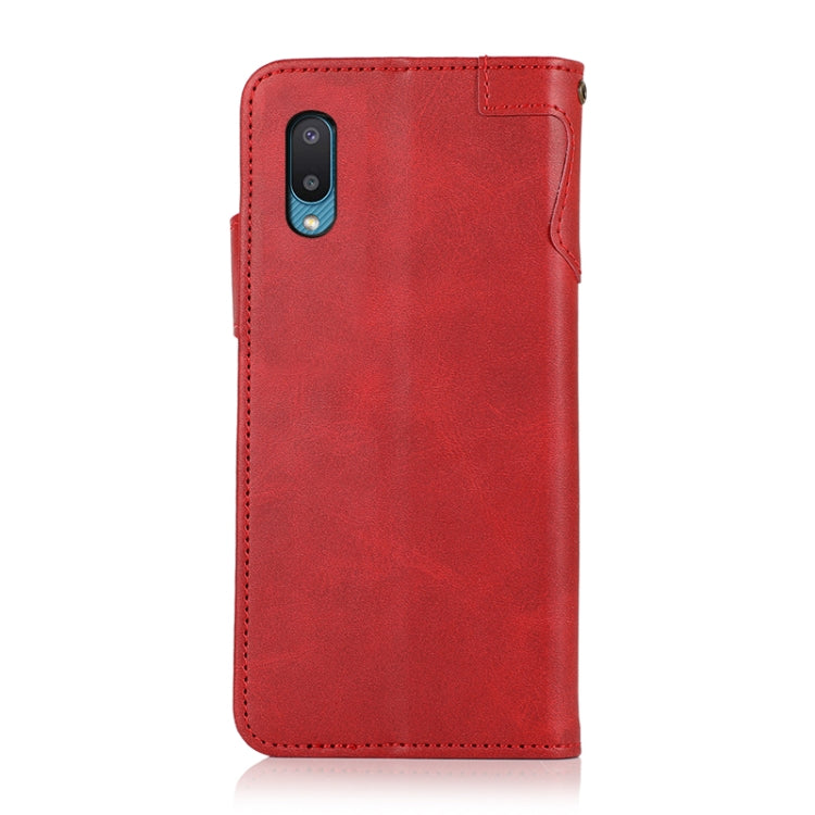 For Samsung Galaxy A02 / M02 KHAZNEH Dual-Splicing Cowhide Texture Horizontal Flip Leather Case with Holder & Card Slots & Wallet & Lanyard