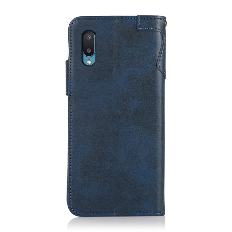 For Samsung Galaxy A02 / M02 KHAZNEH Dual-Splicing Cowhide Texture Horizontal Flip Leather Case with Holder & Card Slots & Wallet & Lanyard