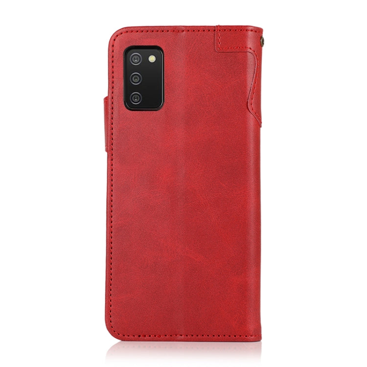 For Samsung Galaxy A02s (EU Version) KHAZNEH Dual-Splicing Cowhide Texture Horizontal Flip Leather Case with Holder & Card Slots & Wallet & Lanyard